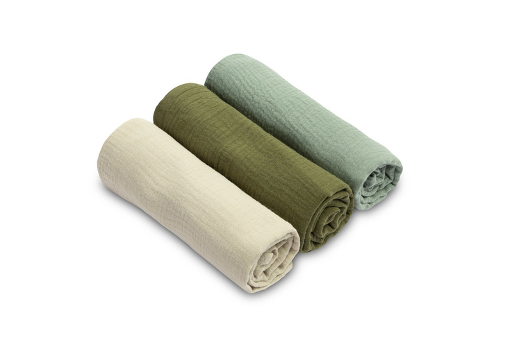 Muslinblöjor enfärgade gröna (3-pack)