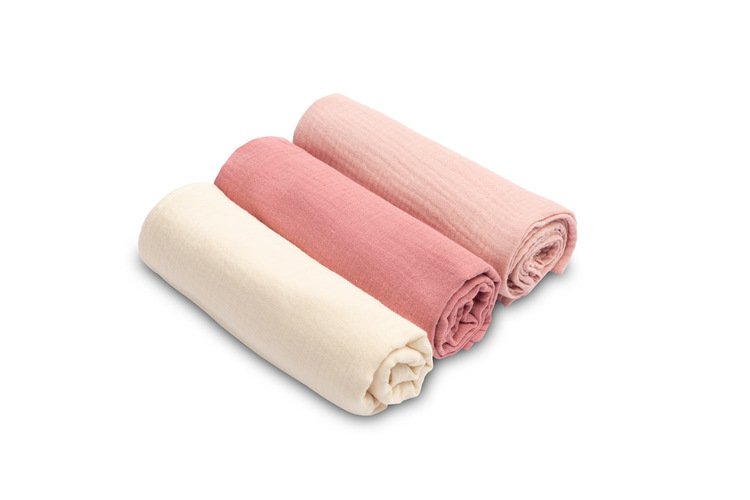 Muslinblöjor enfärgade rosa (3-pack)